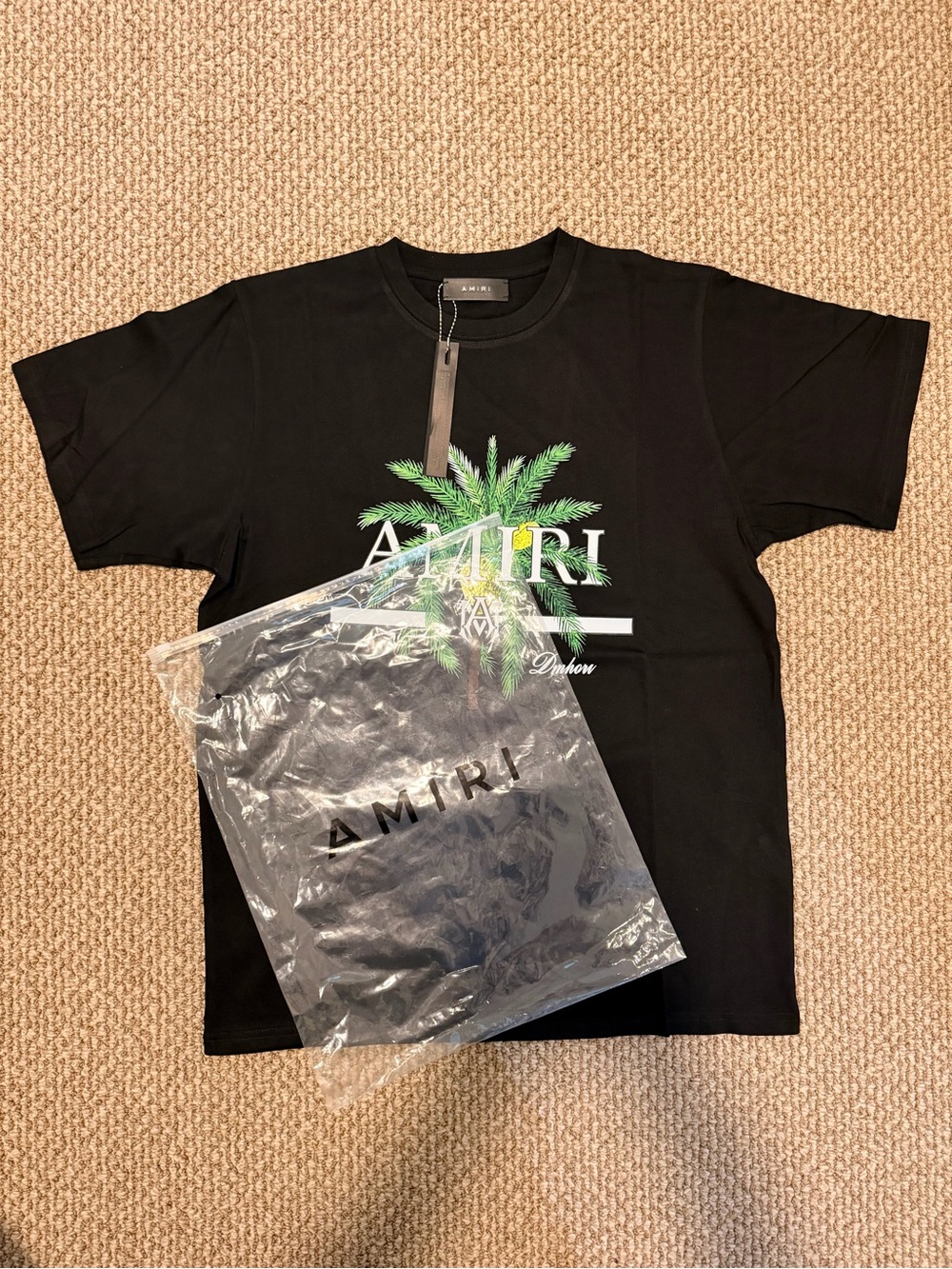 AMIRI Black Palm-Graphic Crewneck T-Shirt - Picture 2 of 4